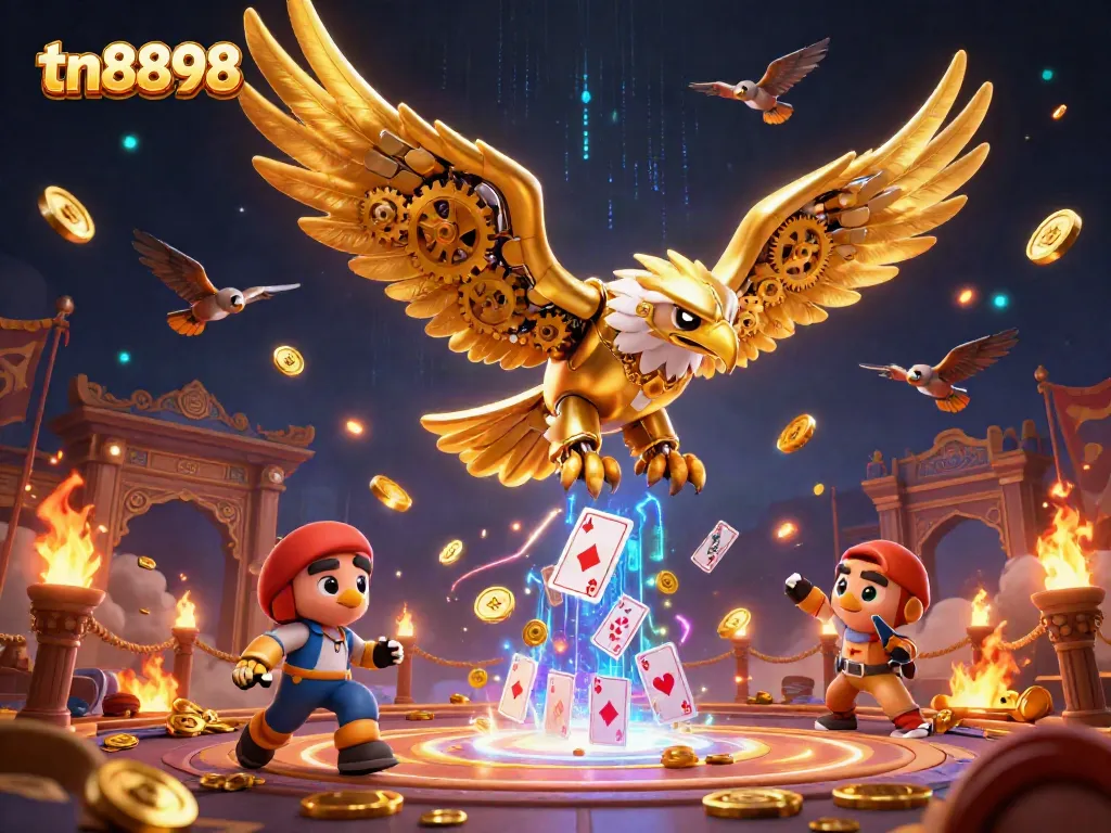 Experience the thrill of tn8898 casino gaming with captivating golden eagle and holographic cards.