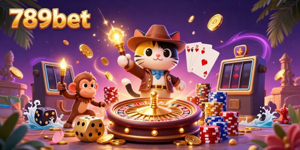 Engage in thrilling adventures with 789bet's 3D casino exploration scene featuring treasure and excitement.