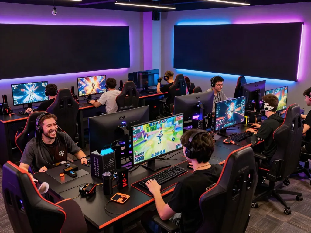 Engaged gamers at HITCLUB, showcasing fun gameplay and community interaction.