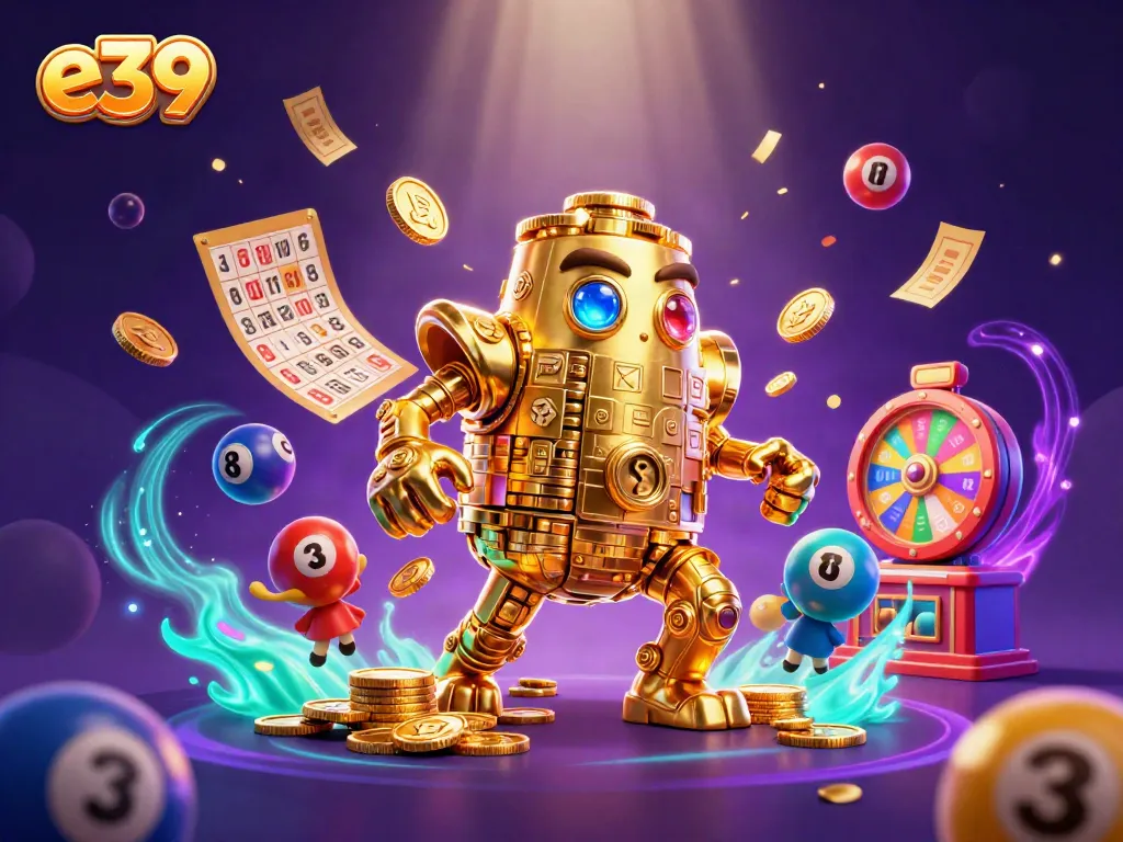 Experience the thrilling energy of E39 casino games with vibrant visual elements and characters.