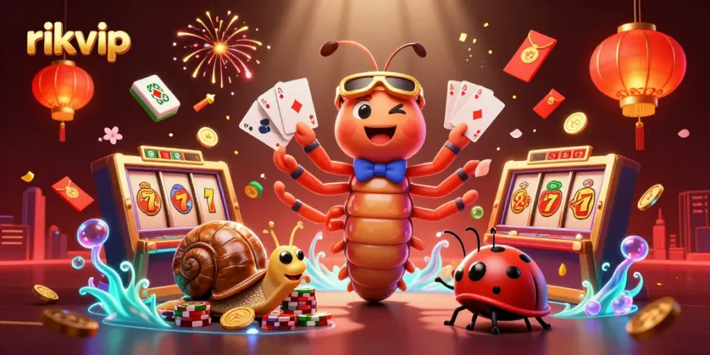 Engage in thrilling action at rikvip’s dynamic casino scene with vibrant game elements.