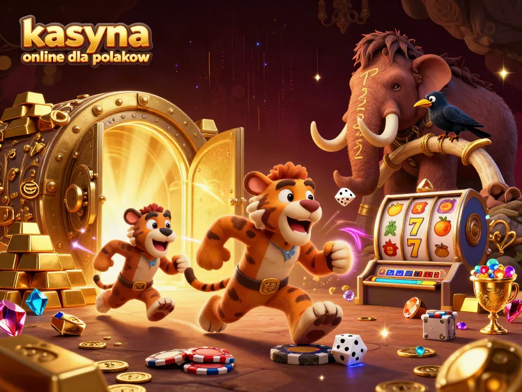 Engage with kasyna online dla polakow through this whimsical 3D scene of playful characters at their casino.