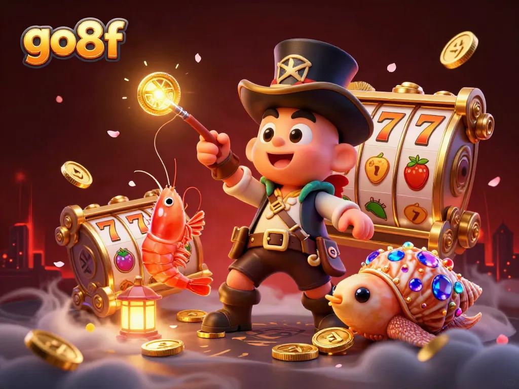 Engage with go8f's exciting casino offerings in this vibrant underwater scene filled with treasures.