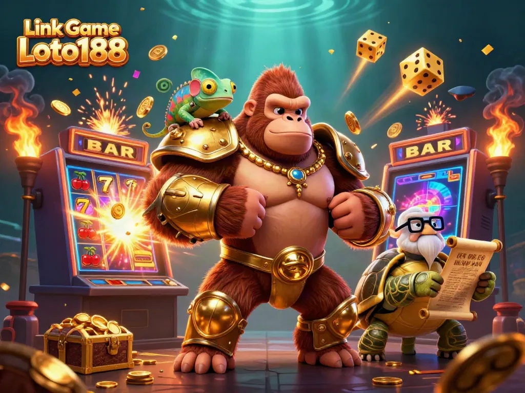 Experience thrilling moments at Link Game Loto188 with a vibrant casino adventures illustration.