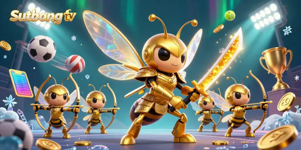 Sutbong tv captures thrilling sports betting action with dynamic characters and vibrant elements.