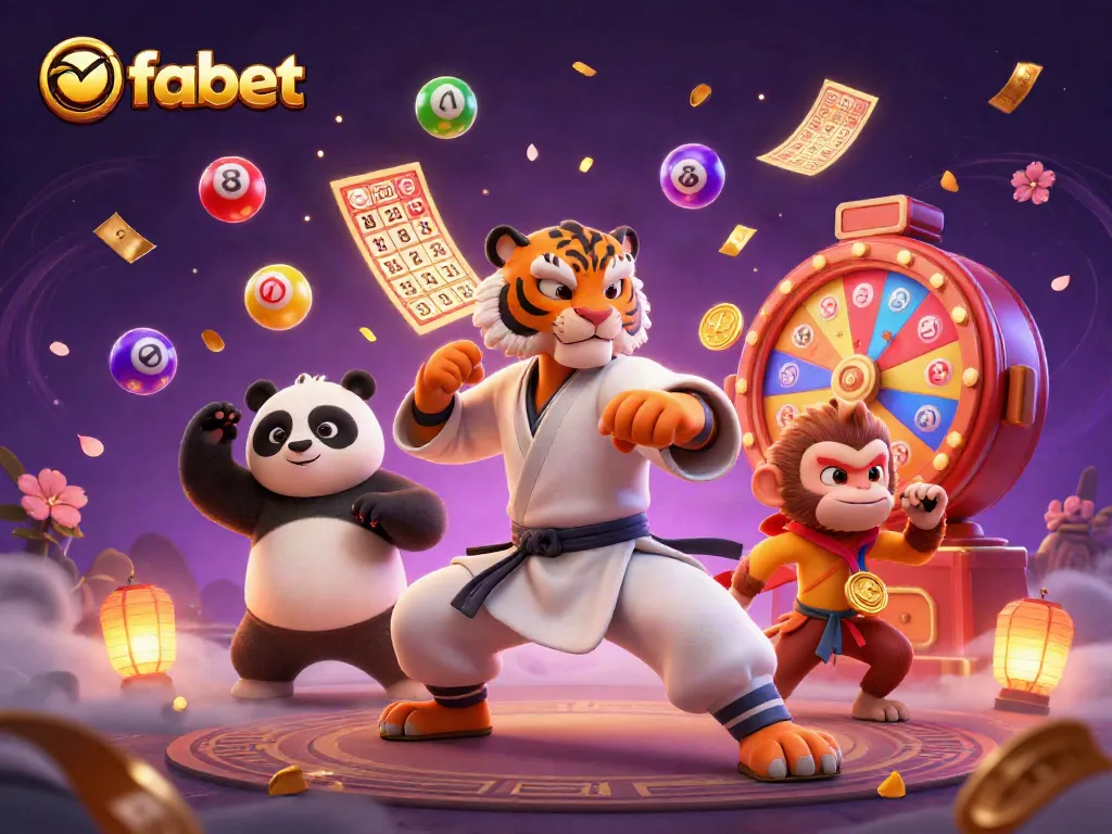 Win exciting rewards at fabet while enjoying a colorful lottery-themed casino scene.