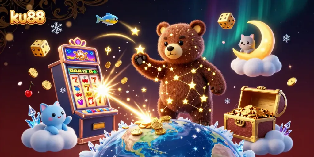 ku88 gaming adventure illustrated with golden coins and dynamic casino elements
