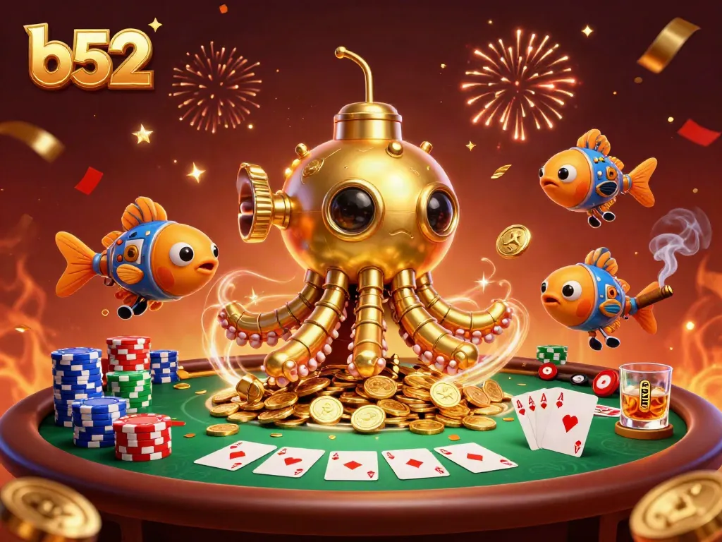 Experience the excitement of b52 in this vibrant casino-inspired illustration.
