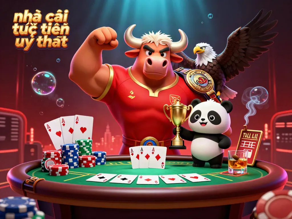 Experience the thrill of nhà cái trực tuyến uy tín through a vibrant casino scene with animated characters.