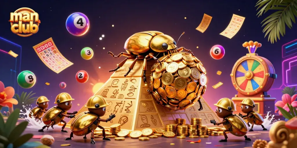 Join the exciting man club experience with dynamic casino illustrations and engaging gaming symbols.