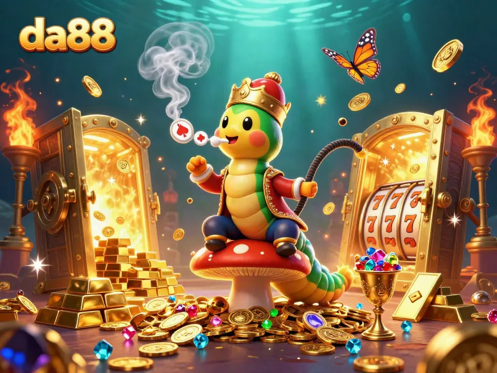 Experience thrilling excitement at da88 with vibrant casino games, treasure, and animated characters.