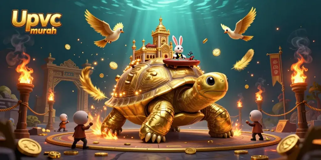 Win with Upvc murah illustrations showcasing casino excitement in a vibrant scene.
