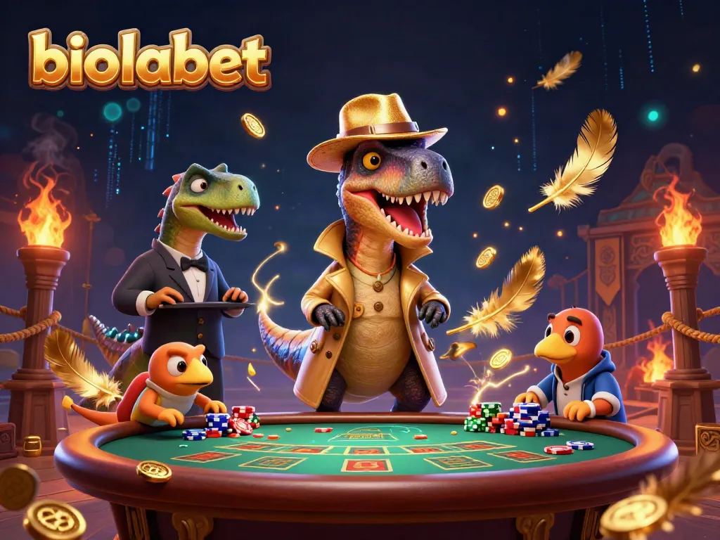 Play exciting games at biolabet's vibrant casino, featuring cartoon dinosaurs in action.