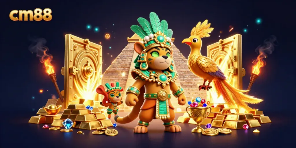 Engage in exciting gameplay at cm88 with vibrant casino elements and a dynamic Mayan themed scene.