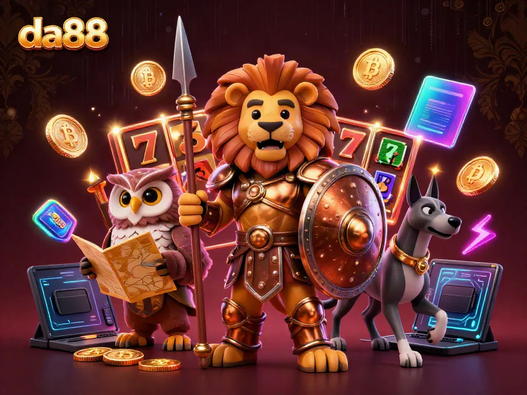 Experience exhilarating gameplay at da88 with our dynamic 3D casino scene featuring wild jackpots and vibrant slot actions.
