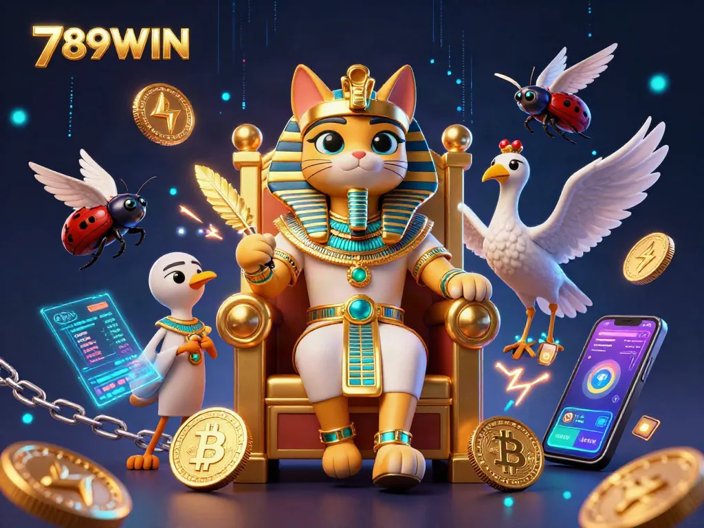 Experience thrilling wins at 789WIN with vibrant casino elements like Bitcoin, Ethereum, and 3D characters.