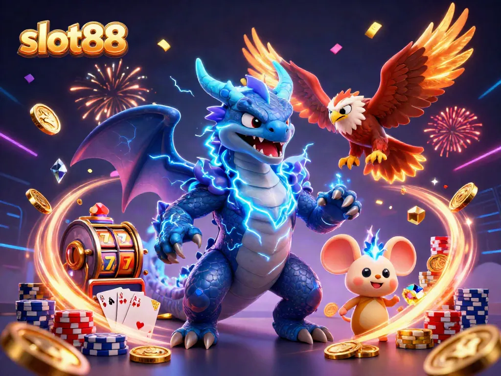 Win big with slot88 as sparkling coins and dynamic characters energize the casino scene.