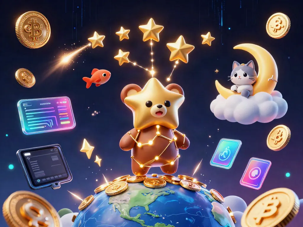 Experience thrilling gameplay with e39 as a constellation bear scoops coins amidst a gaming galaxy.