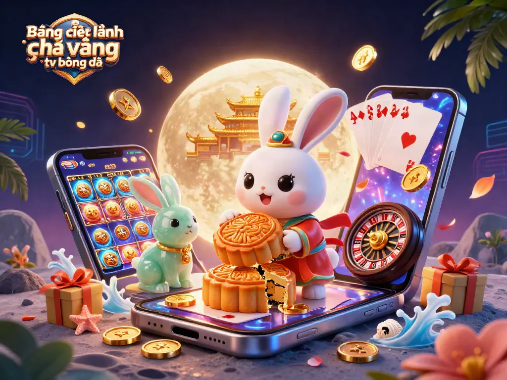 Bảng xếp hạng gà vàng tv bóng đá showcases a festive 3D scene with cartoon characters and engaging gaming elements.