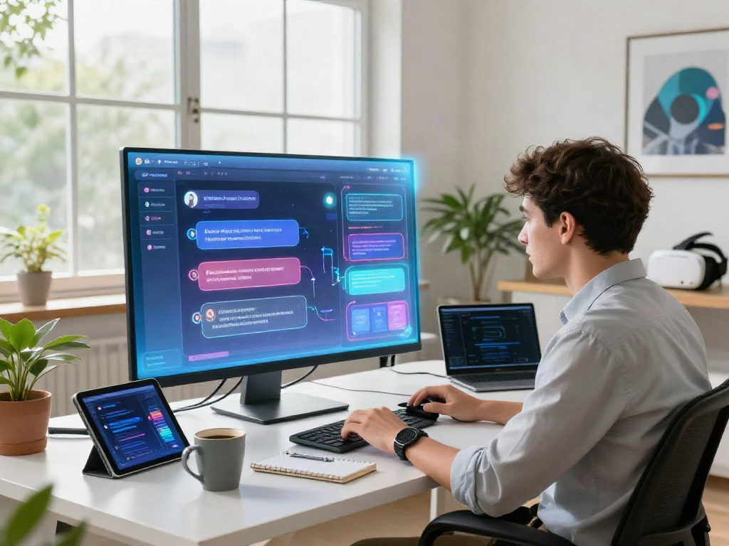 Engaging AI chat nsfw interface showcased in a modern workspace with dynamic digital interactions.