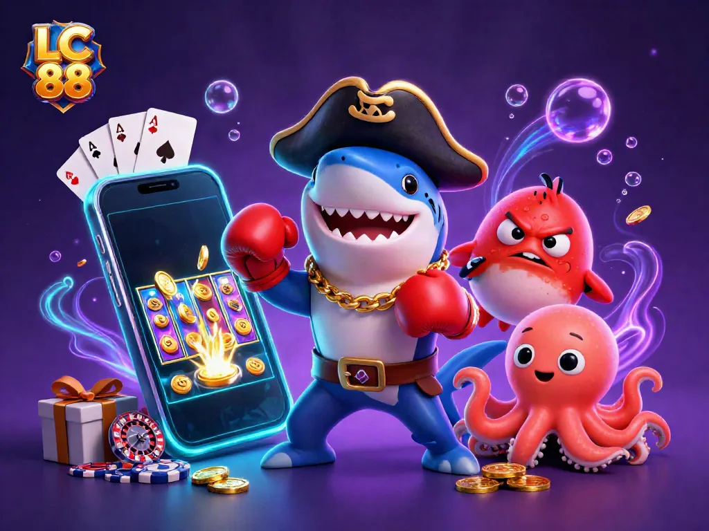 Experience the excitement of LC 88 with vibrant 3D characters and dynamic casino elements.