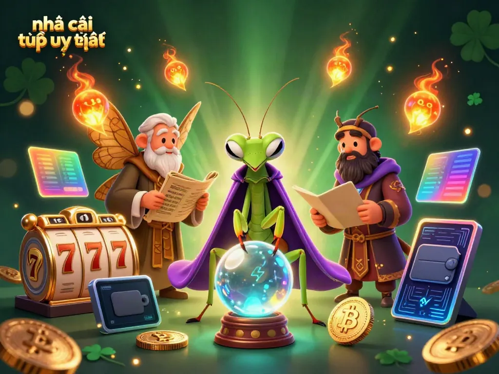 Engaging scene depicting the reputable online casino "nhà cái trực tuyến uy tín" featuring whimsical characters, exciting game elements, and vibrant cosmic effects.