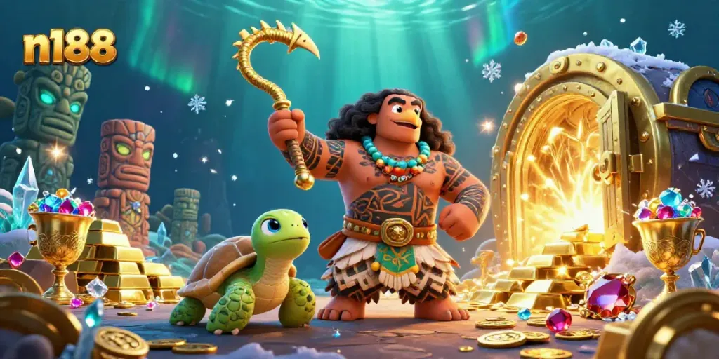 Experience the excitement of n188 with vibrant casino elements and dynamic characters in 3D.